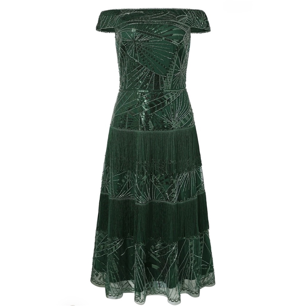Geometric Embroidery Single Shoulder Evening Gown